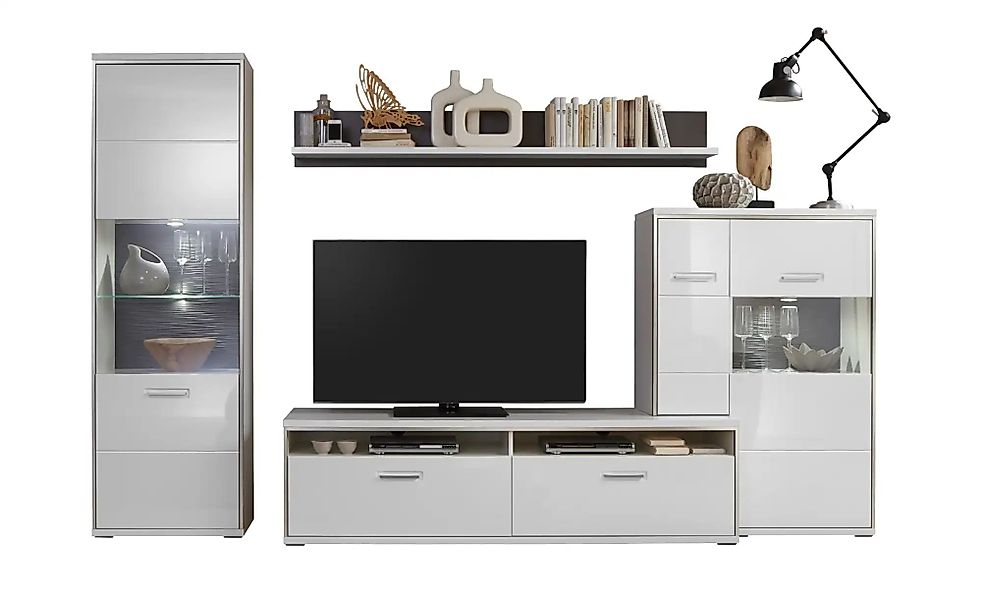 uno Wohnwand  Setto ¦ weiß ¦ Maße (cm): B: 309 H: 201 T: 51.0 Kommoden & Si günstig online kaufen