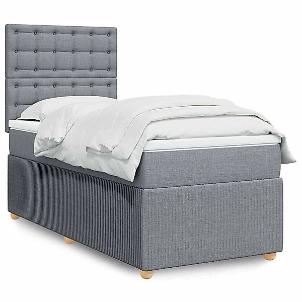 vidaXL Boxspringbett mit Matratze Hellgrau 100x200 cm Stoff 3294281 günstig online kaufen