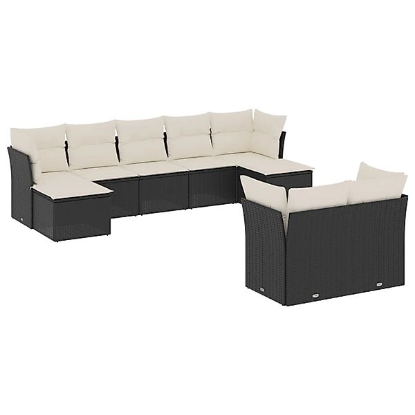 vidaXL 9-Tlg Garten-Sofagarnitur mit Kissen Schwarz Poly Rattan 3250145 günstig online kaufen