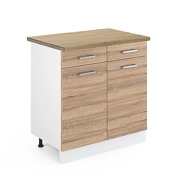 Vicco Unterschrank R-Line, Sonoma/Weiß, 80 cm ohne Arbeitsplatte (1-St) günstig online kaufen