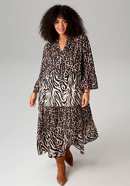 Aniston PLUS Midikleid, im extravaganten Animal-Zebra-Printmix günstig online kaufen