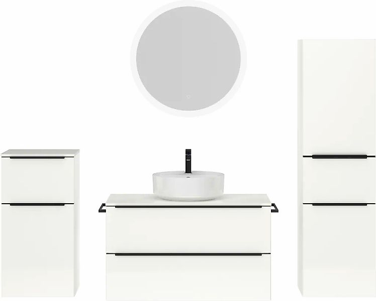 nobilia Badmöbel-Set "Alvene", (4 St., vormontiert, mit Soft-Close), Hochgl günstig online kaufen