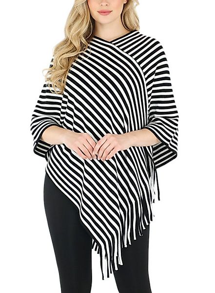 dy_mode Strickponcho Damen Fransenponcho Gestreift Überwurf günstig online kaufen