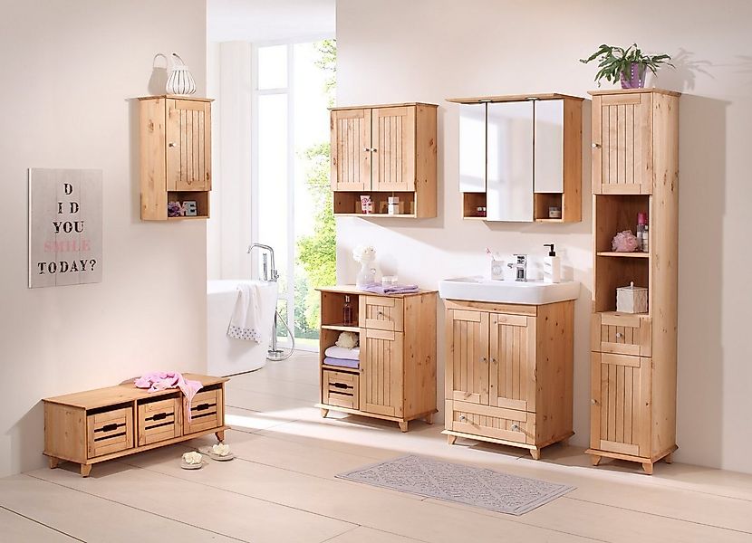 welltime Hängeschrank "Venezia" Badmöbel, aus massiver Kiefer, 2 Türen, Bre günstig online kaufen
