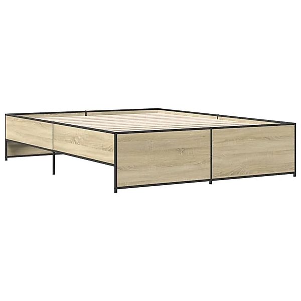 vidaXL Bettgestell Sonoma-Eiche 140x200 cm Holzwerkstoff und Metall 3279888 günstig online kaufen