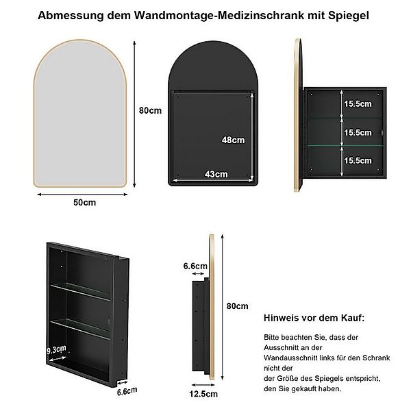 radelldar Spiegelschrank Montagefrei Metall Feuchtigkeitsschutz,80x13x50cm günstig online kaufen