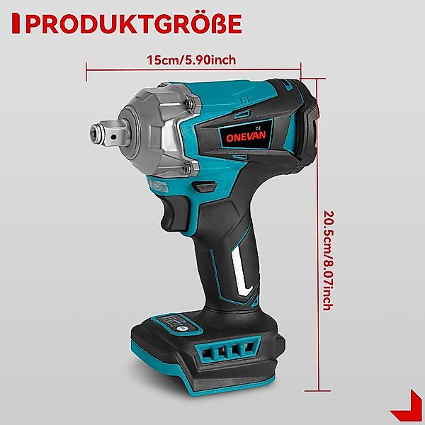 ONEVAN Akku-Schlagschrauber 1/2 Zoll Bürstenloser Motor, günstig online kaufen