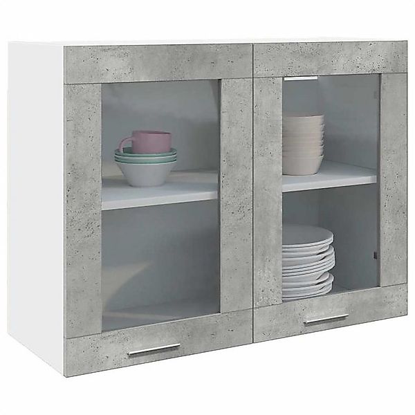 vidaXL Hängeschrank Hängeglasschrank Küchenschrank Betongrau 80x31x60 cm günstig online kaufen