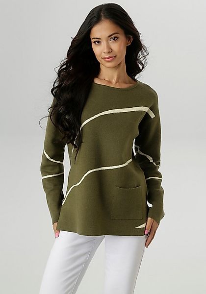 Aniston SELECTED Strickpullover Highlight - mit aufgesetzte Stricktasche vo günstig online kaufen