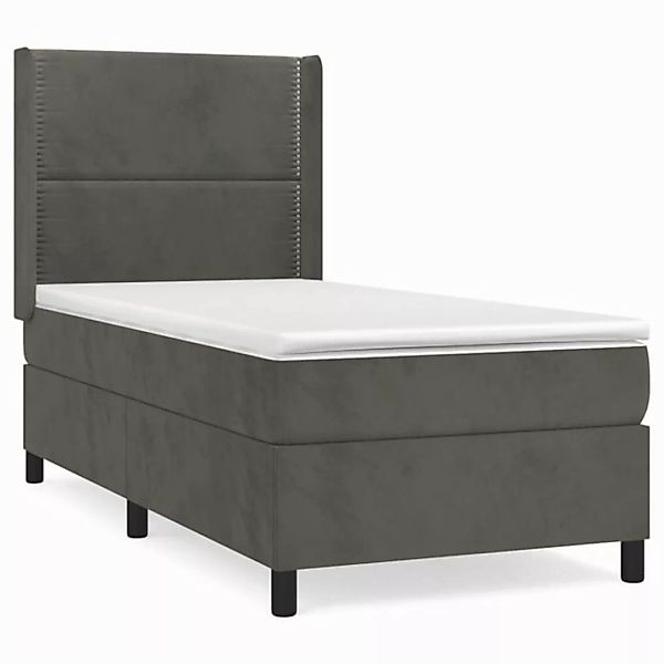 furnicato Bett Boxspringbett mit Matratze Dunkelgrau 100x200 cm Samt (1-tlg günstig online kaufen