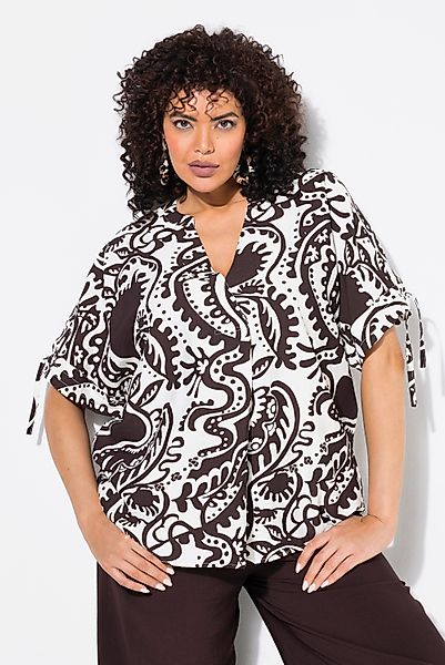 Ulla Popken Tunika Bluse Paisley V-Ausschnitt günstig online kaufen