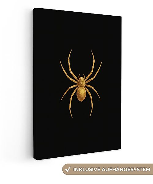 OneMillionCanvasses® Leinwandbild Spinne - Gold - günstig online kaufen