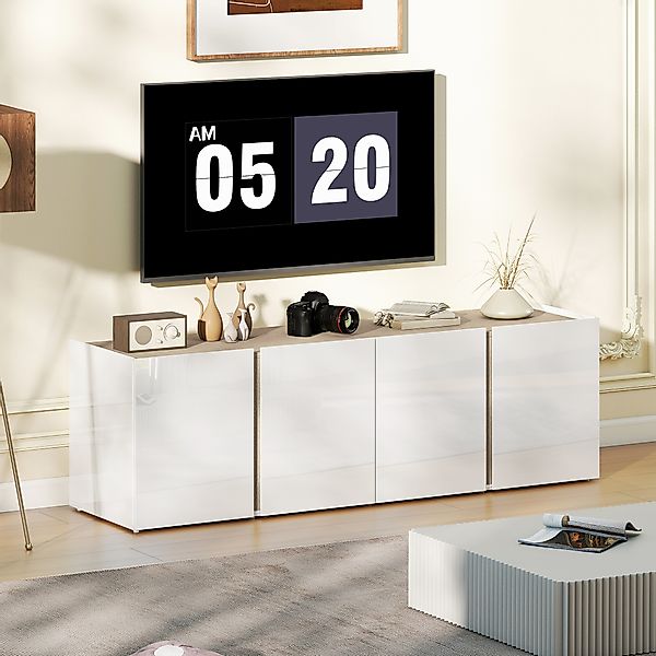 HOMCOM TV Schrank TV Board mit 4 Soft-Close-Türen Hochglanz TV Lowboard für günstig online kaufen