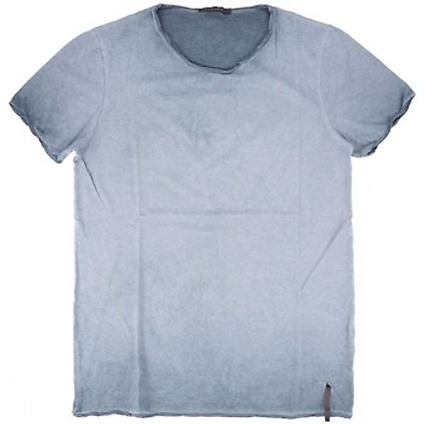 Never Enough  T-Shirts & Poloshirts Tief verblassendes blaues Rundhals-T-Sh günstig online kaufen