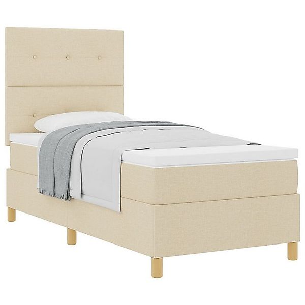vidaXL Bett Boxspringbett mit Matratze Creme Einzelstoff (1-tlg) günstig online kaufen
