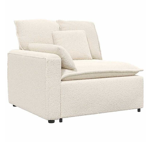 vidaXL Sofaelement Modulares Sofa Endmodul mit Armlehne Kissen Creme 100 cm günstig online kaufen