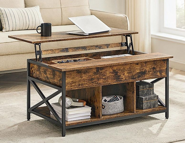 VASAGLE Couchtisch Wohnzimmertisch, offener und versteckter Stauraum, X-Str günstig online kaufen