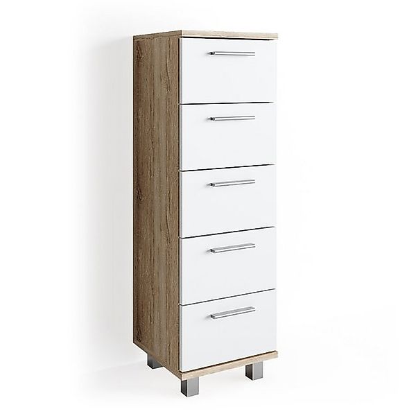 Vicco Midischrank Ilias, Weiß/Sonoma, 30 x 95 cm Drehbar günstig online kaufen