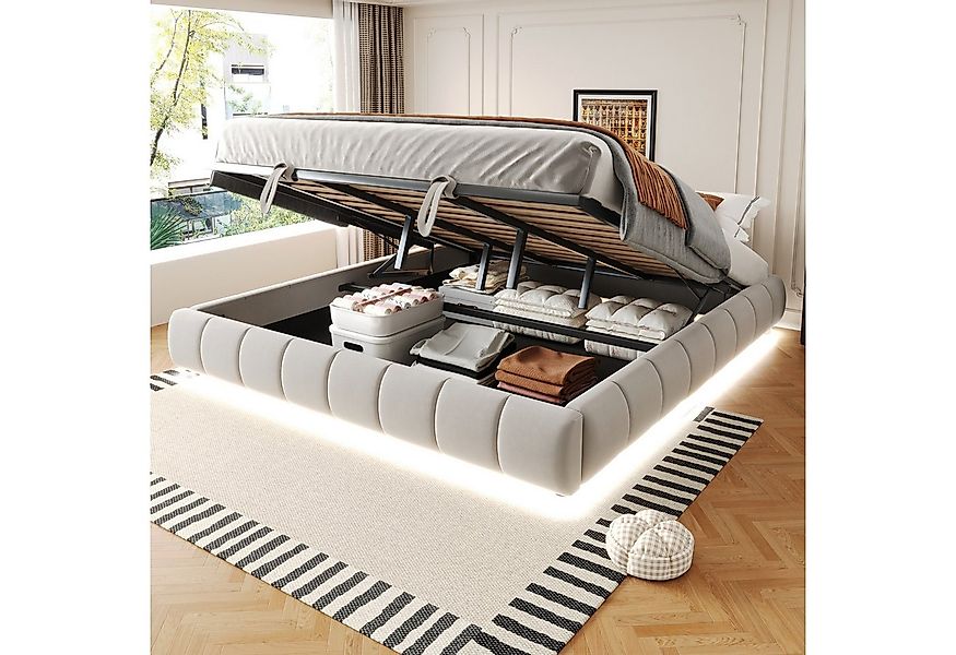 STILVORA Polsterbett 180x200 Doppelbett mit LED&Stauraum,Jugendbett mit Lat günstig online kaufen