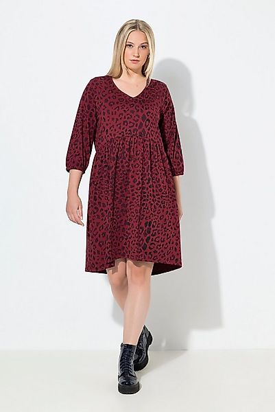 Ulla Popken Jerseykleid Jerseykleid Animaldruck A-Linie V-Ausschnitt günstig online kaufen