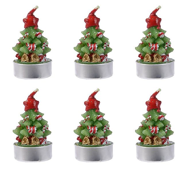 Kaemingk Teelicht, Teelichter geschmückte Tannen Weihnachtskerzen Wachs 6cm günstig online kaufen