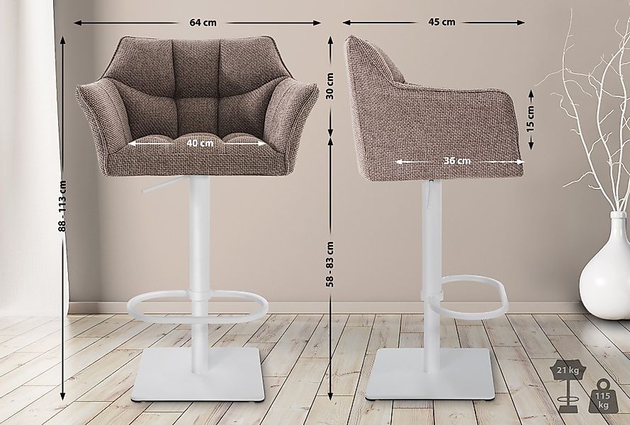 CLP Barhocker Damaso Stoff, höhenverstellbar und günstig online kaufen