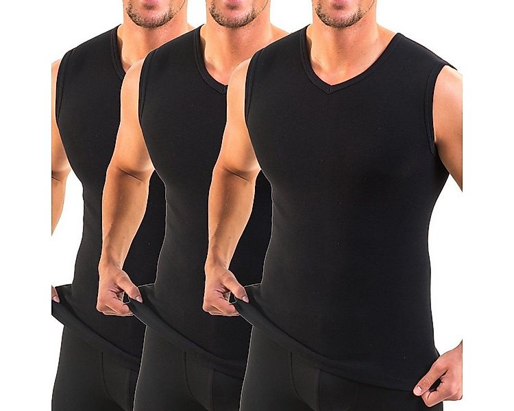 HERMKO Achseltop 3050 3er Pack Herren Muskelshirt V-Ausschnitt aus 100% Bio günstig online kaufen