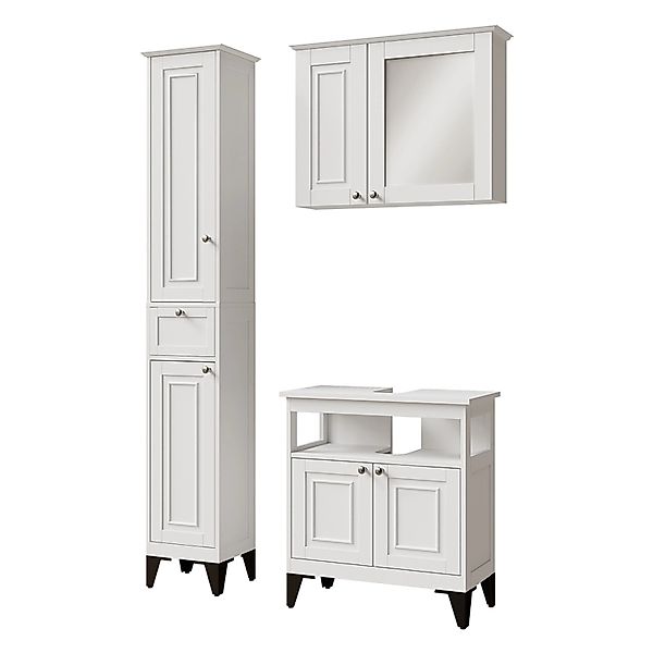 Vicco Badmöbel-Set Vanity Weiß 3 Teile Opt 2 günstig online kaufen