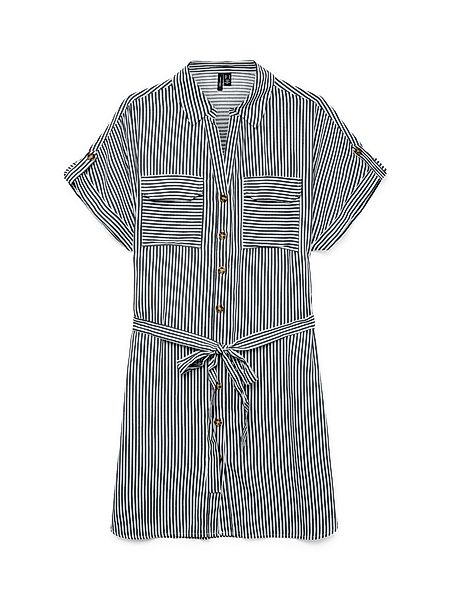Vero Moda Shirtkleid Gestreiftes Hemdkleid mit Taillenband und Knöpfen (lan günstig online kaufen