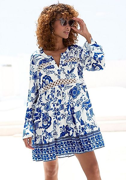 LASCANA Longbluse mit Spitzeneinsätzen, Tunika, Blusenkleid, Strandmode günstig online kaufen