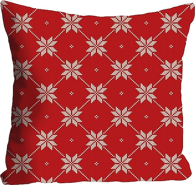 queence Dekokissen »Cindy«, Kissenhülle,Weihnachtsmuster,Rot Weiß,Stoffopti günstig online kaufen