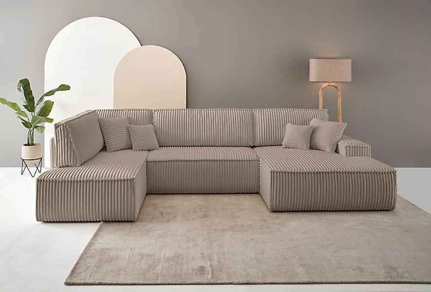 andas Wohnlandschaft »FINNLEY, U-Form XXL 329 cm, Schlafsofa, Schlaffunktio günstig online kaufen
