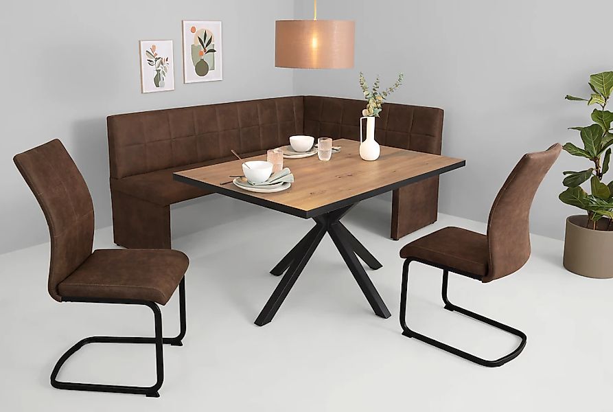 HELA Essgruppe "SPREE" 4 Stk. tlg. Esstisch 140x90 cm mit Dickkante, Microf günstig online kaufen