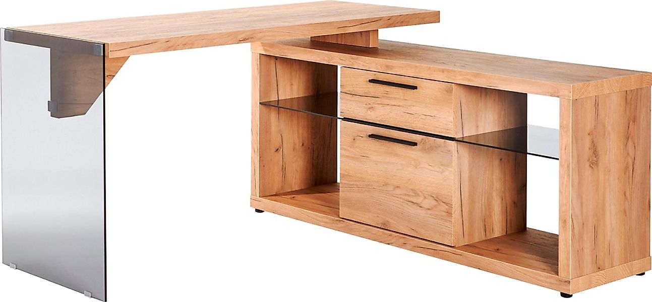 Jahnke Eckschreibtisch »LUX« wechselseitig montierbar, Seitenteil aus ESG S günstig online kaufen