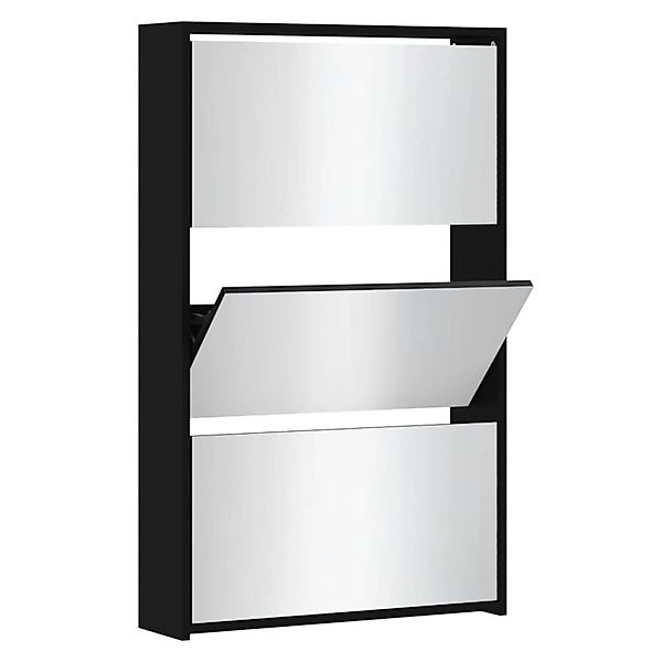 vidaXL Schuhschrank mit Spiegel 3-Lagig Schwarz 63x17x102,5 cm 342635 günstig online kaufen