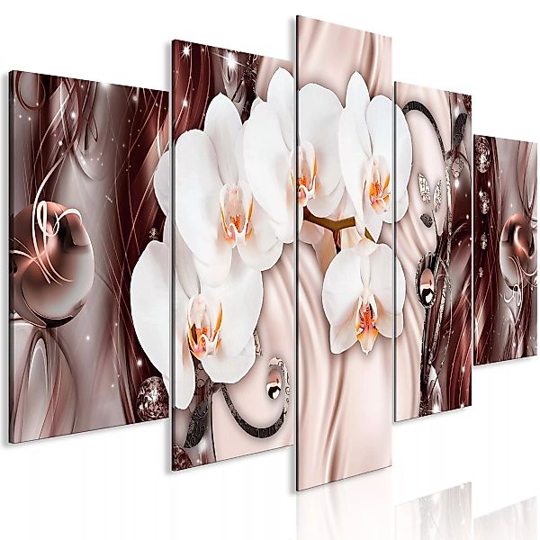 Wandbild - Orchid Waterfall (5 Parts) Wide Pink günstig online kaufen