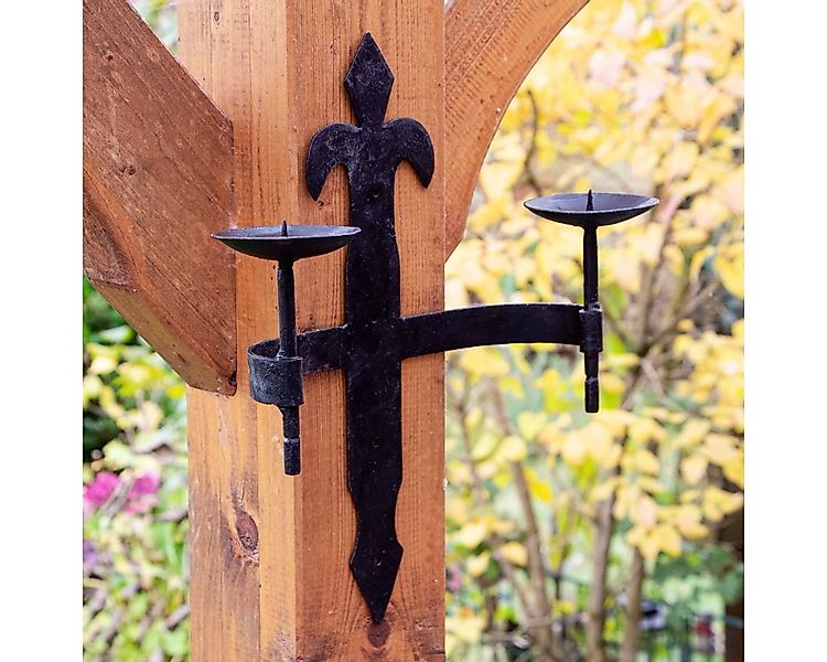 Antikas Wanddekoobjekt Kerzenhalter, 2 Kerzen, Gusseisen, Burgfackel, Eisen günstig online kaufen