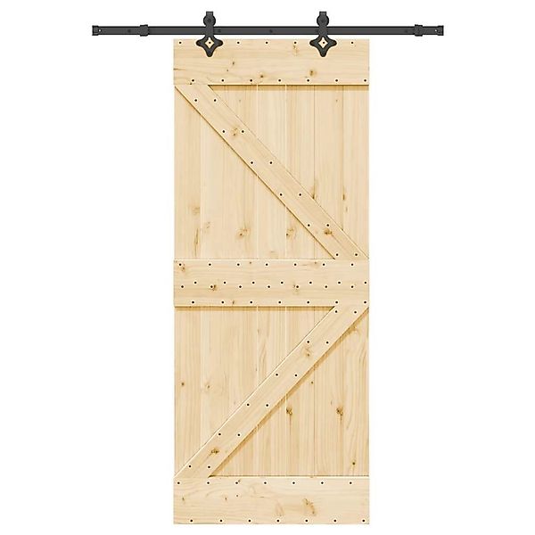 vidaXL Schiebetür mit Beschlag 85x210 cm Massivholz Kiefer 3332629 günstig online kaufen