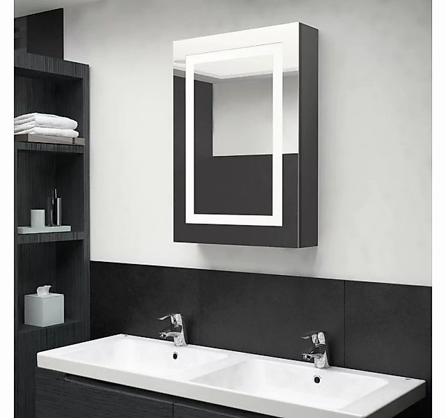 vidaXL Badezimmerspiegelschrank LED-Spiegelschrank fürs Bad Grau 50x13x70 c günstig online kaufen