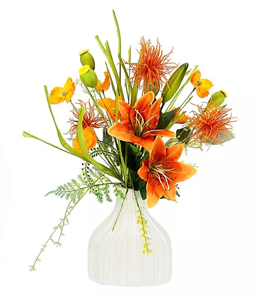 I.GE.A. Kunstblume "Blumenarrangement aus Lilien und Mohnblumen in Vase aus günstig online kaufen