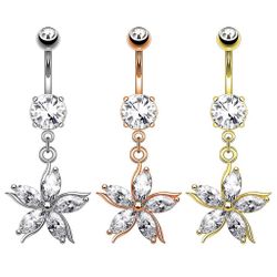 Taffstyle Bauchnabelpiercing Piercing Chirurgenstahl Kristall Blumen, günstig online kaufen