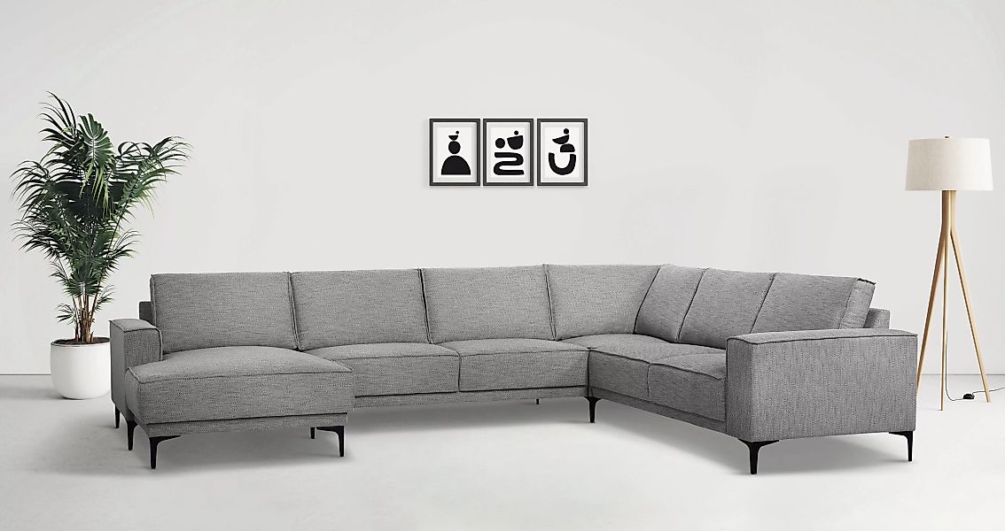 Places of Style Wohnlandschaft "XXL Sofa Oland, Struktur, Flachgewebe, Luxu günstig online kaufen