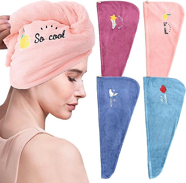 Coonoor Turban-Handtuch Turban Handtuch mit Knopf, (4-St) günstig online kaufen