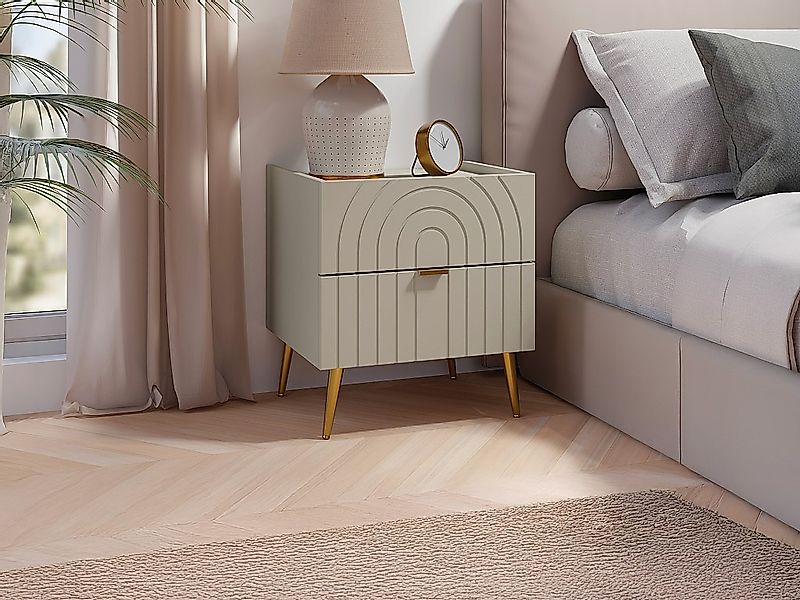 Nachttisch mit 2 Schubladen - Beige - NORSIM von Pascal Morabito günstig online kaufen