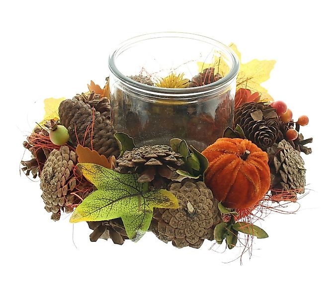 Dekoleidenschaft Tischkranz Windlicht "Herbst" Dekokranz klein & bunt, Ø 24 günstig online kaufen