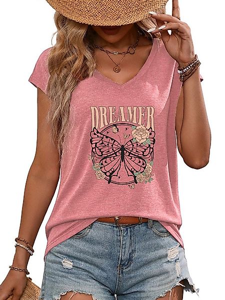 PYLIKE Kurzarmshirt Damen bequemes Frühling Ärmellos Tanktop Schmetterling günstig online kaufen