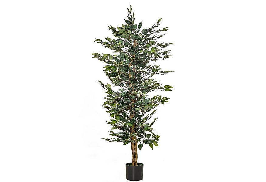 Kunstpflanze künstlicher Ficus-baum Banyan, HOMCOM, Höhe 150 cm, Grün 17 x günstig online kaufen