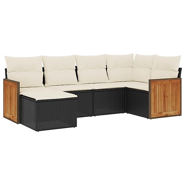 vidaXL 6-Tlg Garten-Sofagarnitur mit Kissen Schwarz Poly Rattan 3260257 günstig online kaufen