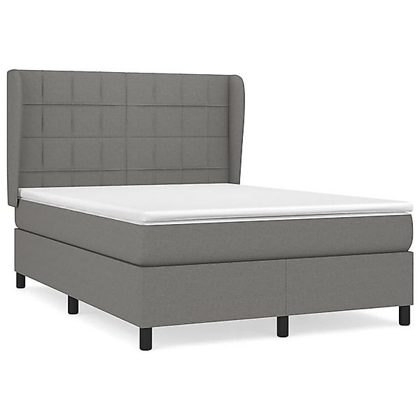 vidaXL Boxspringbett, Boxbett mit Matratze Dunkelgrau 140x200 cm Stoff günstig online kaufen
