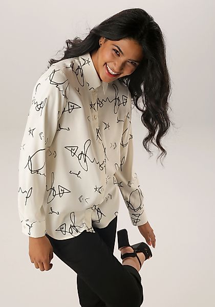 Aniston SELECTED Hemdbluse, mit modisch stilvollen All-over-Print günstig online kaufen